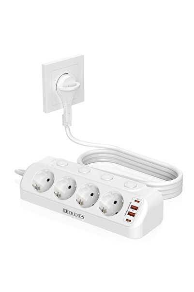 Choice1 110-250V EU 4 white Eu Plug Desktop power board 4 AC power skets sepa...