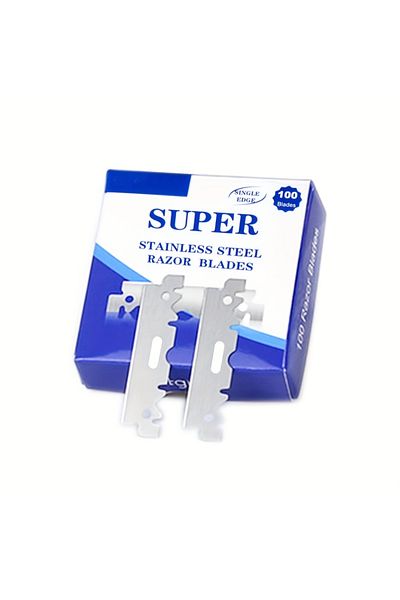 Choice Blue 100PCS Stainless Steel Single Edge Shaving Razor Blades - Professional Facial Hair Remover, Mak