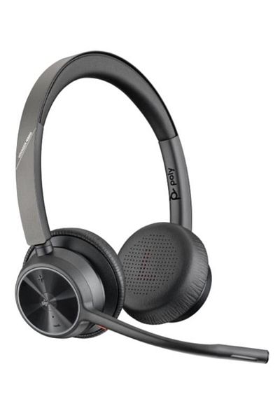 HP Casti Stereo HP Poly Voyager 4320, cu stand pentru incarcare, Microfon, USB-A, Bluetooth (Negru)