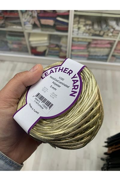 Rengarenk tuhafiye ve hobi Leather Look Metallic Combed Cotton Bag Knitting Rope