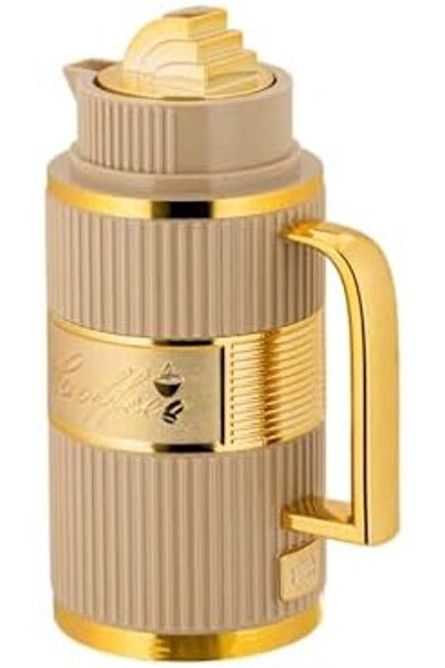ALSAIF Coffee And Tea Vaccum Flask Set In Brown/gold / Leak-proof And Keeps Drinks Hot 1.0/1.0 Liter