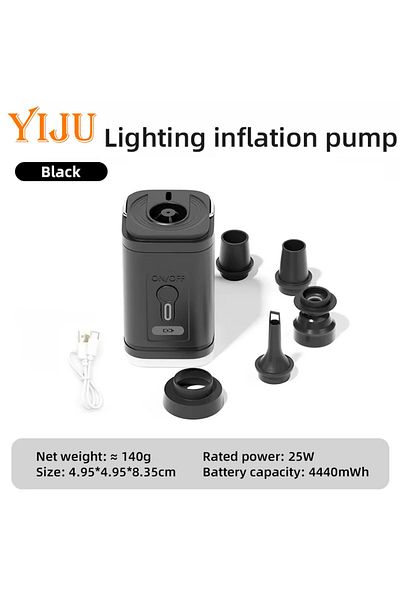 Choice Battery Powered black YIJU Mini Portable Air Pump with 1200mAh Battery USB Rechargeable to Inflate D
