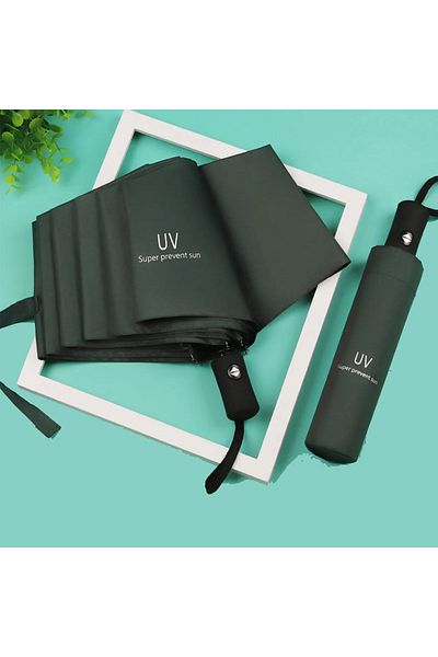 Choice blackish green 8-Rib Automatic folding Umbrella - Compact, lightweight, durable, UV protection - rai