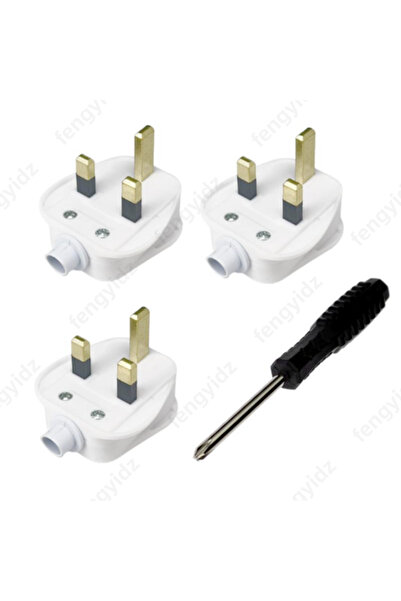 Choice white 3pcs 4pcs UK Male Replacement Rewireable 3 Pin Type G Plug Exten...