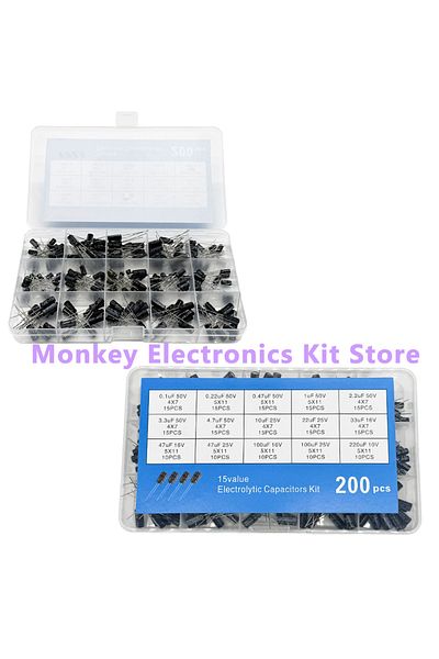 Choice 200pcs/lot 15Values 10V 16V 25V 50V 0.1uF-220uF 0.22uf 2.2uf 100uf Radial capacitors set Electr...