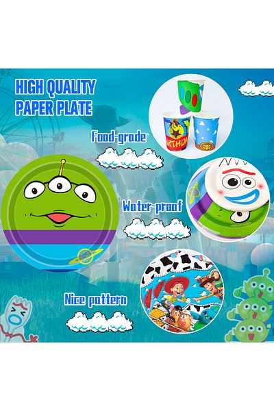 Choice أدوات مائدة متعددة الاستخدامات لزينة أعياد الميلاد من Toy Story، مجموعة أدوات مائدة لأعياد الميلاد من Toy Story مكونة من 133 قطعة - Toy Story P