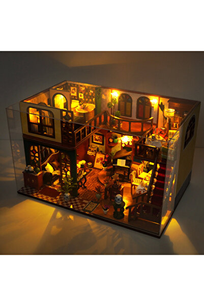 Choice TD45 مع غطاء DIY بيت الدمية صندوق خشبي أثاث مصغر بيت الدمية نموذج منزل تجميع يدوي