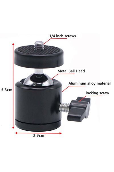 Choice Black 360 Swivel Mini Ball Head with Universal 1/4" 3/8" Screw Tripod Mount For Smart Phone LED Vid