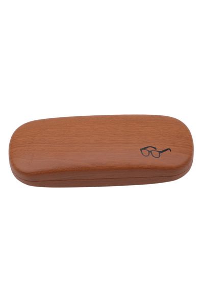 Choice Brown High Quality Wood Grain Hard Kit Holder Metal Reading Glasses Case For Men And Women PU Leathe
