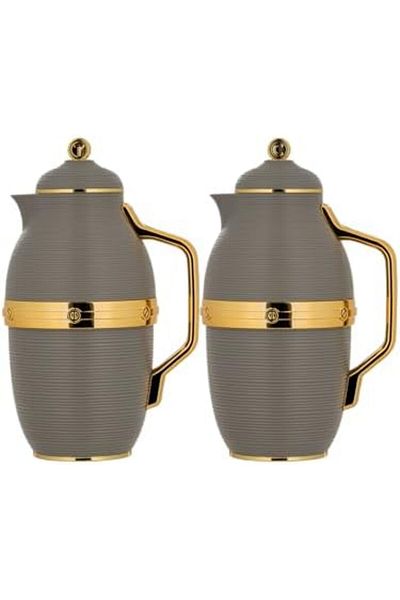 ALSAIF Deva 2-pieces Coffee And Tea Vacuum Flask, Leak-proof And Keeps Drinks Hot, 1.0/1.0 Liter, gr