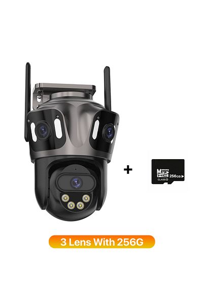 Wonsdar Eu Plug 3 Lens With 256g Three Screen Wifi Ip Camera Outdoor 4k Dual Lens Ptz Camera Ai Human Detect