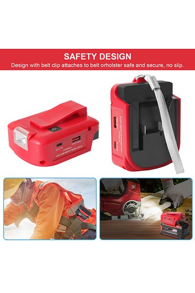 Choice DC12V3A Power source for Einhell 18V battery to DC 12V3A and PD22.5W USB QC3.0 and light