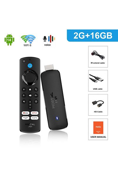 Choice Q8 2GB16G Voice Mortal Q8 Android 14 Smart TV Stick Allwinner H313 Quad Core مساعد صوتي YouTube