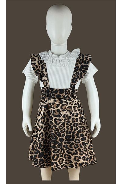 ESTE BUTİK Leopard Patterned Cotton Salopet