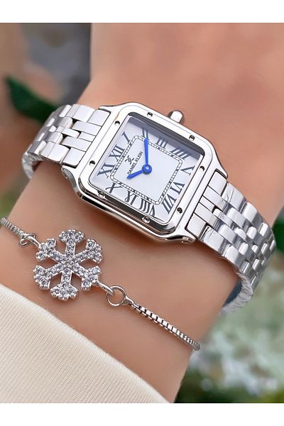 Daniel Klein Silver Colored Women's Wristwatch and Bracelet Gift