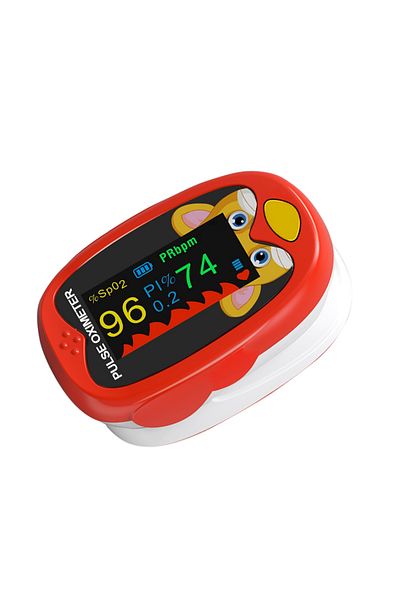 Alextrasza Red Rechargeable Pediatric Oximeter Finger Blood Oxygen Monitor for Children Pulse Oximeter OLED Dig