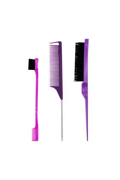 Choice TZ007-purple1 مشط شعر احترافي مدبب لتصفيف الشعر وتصفيفه ومضاد للكهرباء الساكنة وفرشاة شعر من الفولاذ