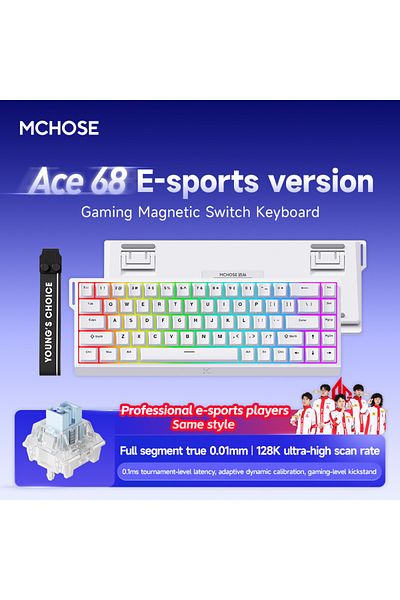 Choice Ace68 White Esport MCHOSE Ace60/Ace68 Pro Wired Mechanical Gaming Keyboard-Ultra-Precise Compact lay