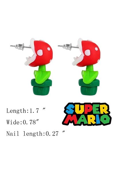 Choice Maliao-pair Earrings Super Mario Earrings Piranha Plant Funny Anime Creative Game Dangle Jewelry Wom