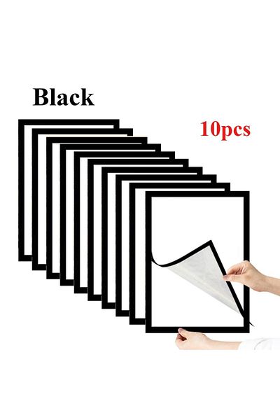 Choice 15x20cm 10PCS Black 10pcs Rectangular Magnetic Photo Frame A4/A6 Gold Silver Black Self Adhesive No