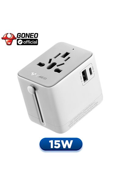 Choice Universal Plug Light Grey 15w-usb Goneo Safety Universal Travel Adapter With 1usb-c 1usb-a 2ac All I