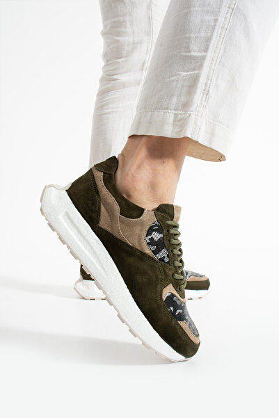 Safari Ayakkabı Chen Haki Paraşüt Hakiki Deri Sneakers