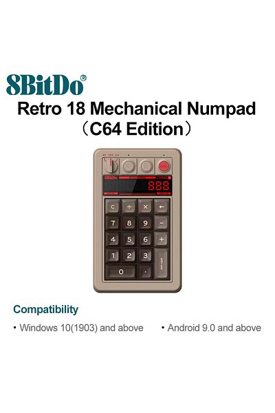 Choice C64 Edition 8BitDo Retro 18 Mechanical Numpad Compatible with Windows 10 11 Android Bluetooth 2.4G U