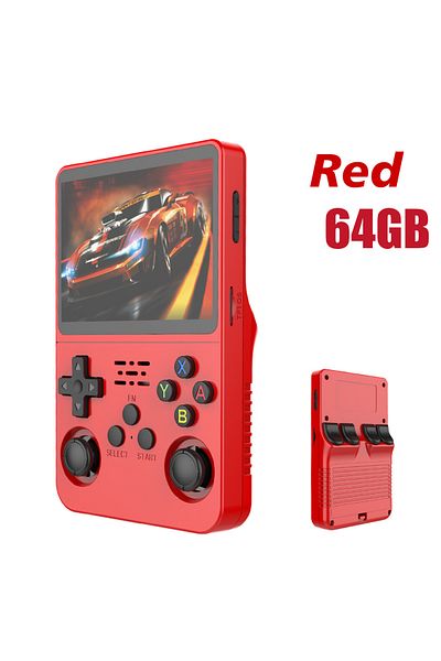 Choice Red 64G Open Source R36S Retro Handheld Video Game Console Linux System 3.5 Inch IPS Screen Portable