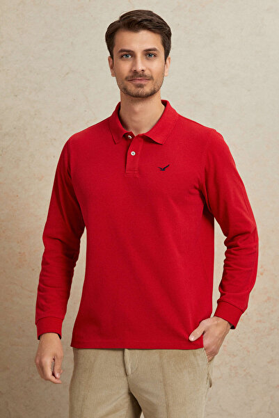 SMILE Arendal Red 100% Cotton Polo Sweatshirt