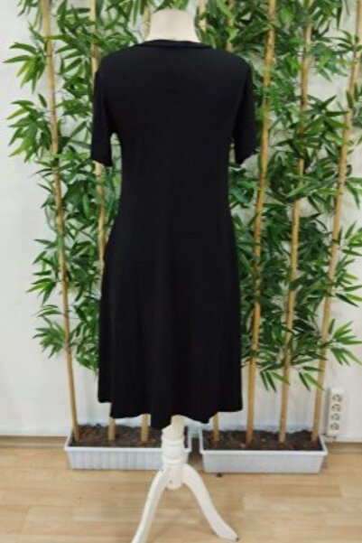 Mossta Black Short Sleeve Dress - Minimalist Design, Comfortable Casual Dress