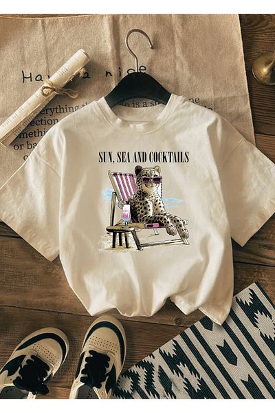 Touz Moda Μπλουζάκι με στάμπα Sun, Sea and Cocktails Unisex Oversize