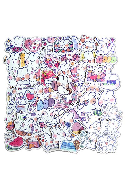 Choice 60pcs 10/20/60pcs Cartoon Rabbit Mongmong Stickers Laptop Scrapbook Notebook Diary DIY Cute Vinyl De