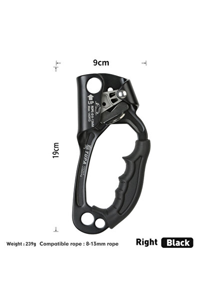 Choice جهاز صعود يدوي SRT أسود يمين لتسلق الصخور في الهواء الطلق، مقبض متسلق ...