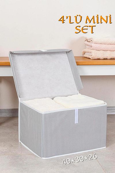 VERKFİ 4 Pieces Multi-Purpose Mini Size Bag with Cover Storage Box 40*30*26