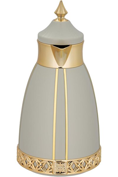 ALSAIF Coffee And Tea Vaccum Flask Set In Grey/gold / Leak-proof And Keeps Drinks Hot 1.0/1.0 Liter