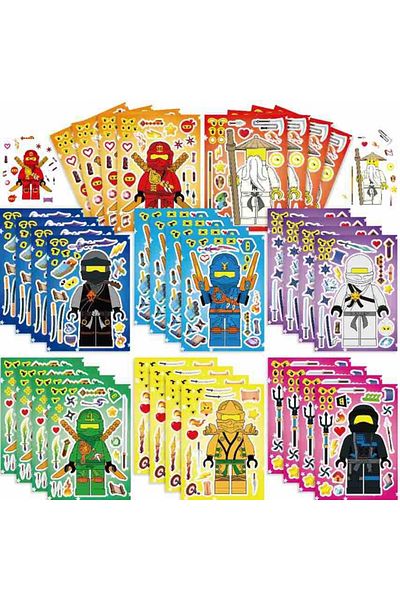 Choice 15x21cm 16 sheets 16Sheets/Pack Ninja Make Your Own Face DIY Puzzle Stickers Party Favors Kids Toys