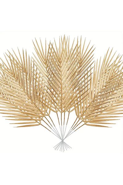 Choice 10pcs G1560a2pcs 5pcs Golden Artificial Palm Leaves Fake Tropical Plants Faux Flowers For Indoor Out
