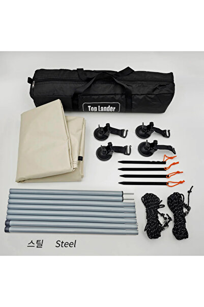 Top Lander مجموعة أعمدة فولاذية بيضاء، مظلة جانبية للسيارة من مانتا راي، قماش...