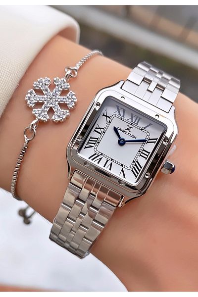 Daniel Klein Silver Colored Women's Wristwatch and Bracelet Gift