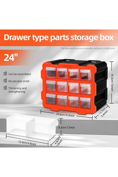 Choice R-ZHSA12 AIRAJ Parts Storage Box Multi-Grid Drawer Small Parts Box Screw Classification Component Bo