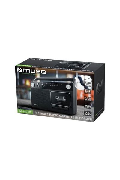 Muse MUSE M-152 RC Cassette Radio, Analog FM/MW Tuner, Built-in Microphone, Black