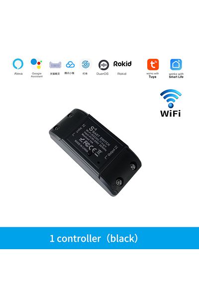 Choice black Tuya WiFi Switch DIY MINI Smart Home Switch Relay Module Smart Life APP Wireless Voice Remote