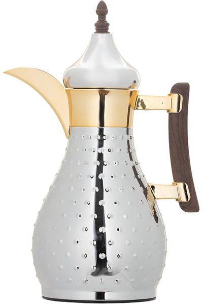 ALSAIF Coffee And Tea Vaccum Flask In Chrome/gold / Leak-proof And Keeps Drinks Hot 0.6 Liter