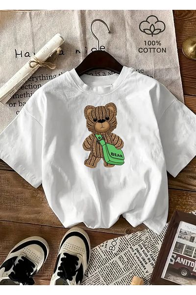 Touz Moda Μπλουζάκι Unisex Oversize με στάμπα Cute Bear