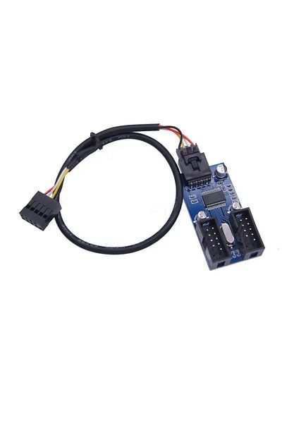 Choice كابل تمديد USB بطول 0.3 متر من 1 إلى 2 مزود بـ 9 سنون للوحة الأم وموصل USB أنثى وموصل 1 إلى 2