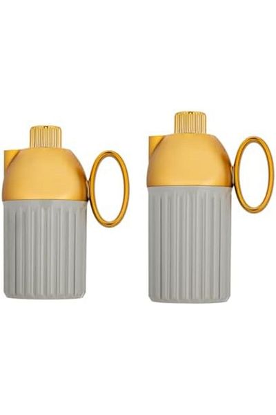 ALSAIF 2-pieces Coffee And Tea Vacuum Flask, 0.7/1.0 Liter, Matte Grey/gold