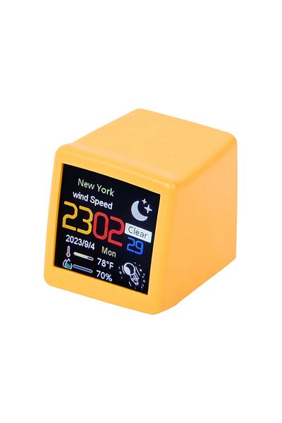 Choice smalltv-ultra-Yellow Cute Portable Smart Wifi Weather Station Display Weather Temperature Humidity T