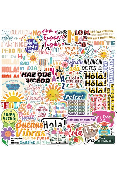 Choice 50pcs All 50pcs Spanish Motivational Phrase Stickers Encourage Inspirational Scrapbook Stationary Of