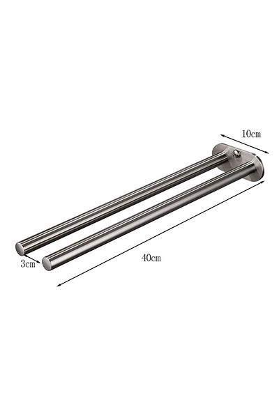 Choice 40cm Double Holder Silver Bathroom Towel Rack Stainless Steel Holder Wall Black Double Towel Rack Ha