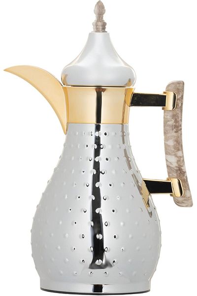 ALSAIF Coffee And Tea Vaccum Flask In Chrome/gold / Leak-proof And Keeps Drinks Hot 0.35 Liter
